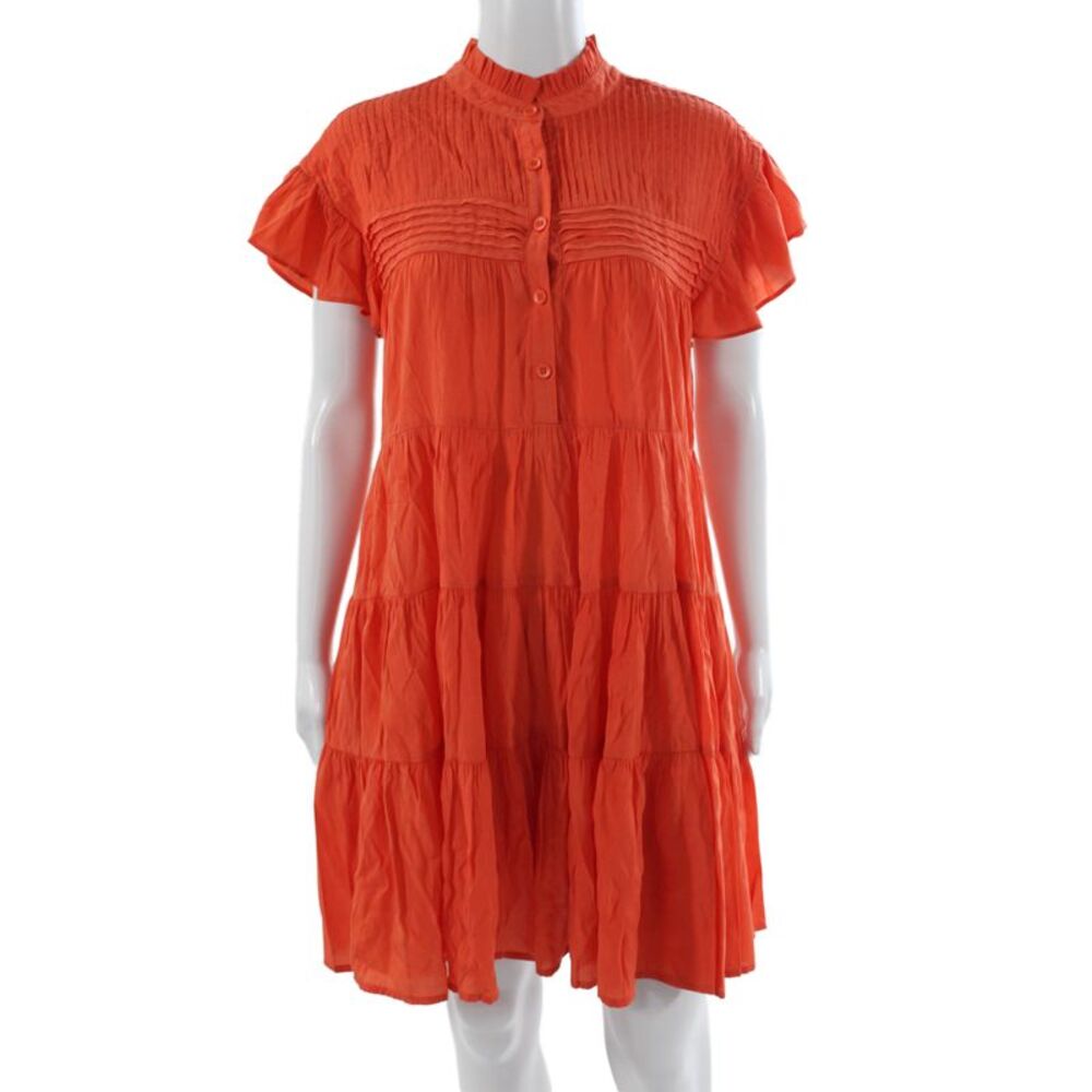 Muche Et Muchette Women Mini Orange Button Dress Size One Size